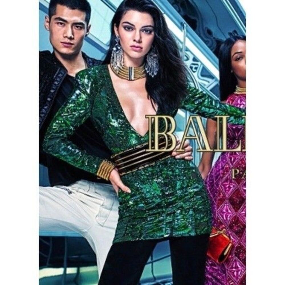 Balmain x H&M Sequin Mini Dress Women 6 Green New Collaboration Cocktail Party